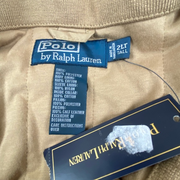 NWT mens polo ralph lauren full zip jacket tan size 2LT tall - Picture 3 of 3